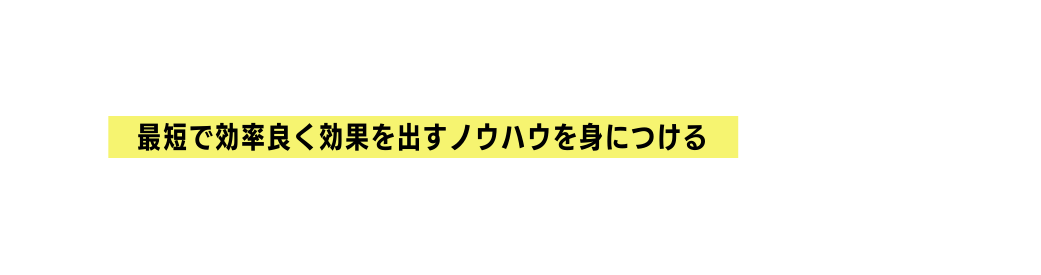 最短で効率良く効果を出すノウハウを身につける