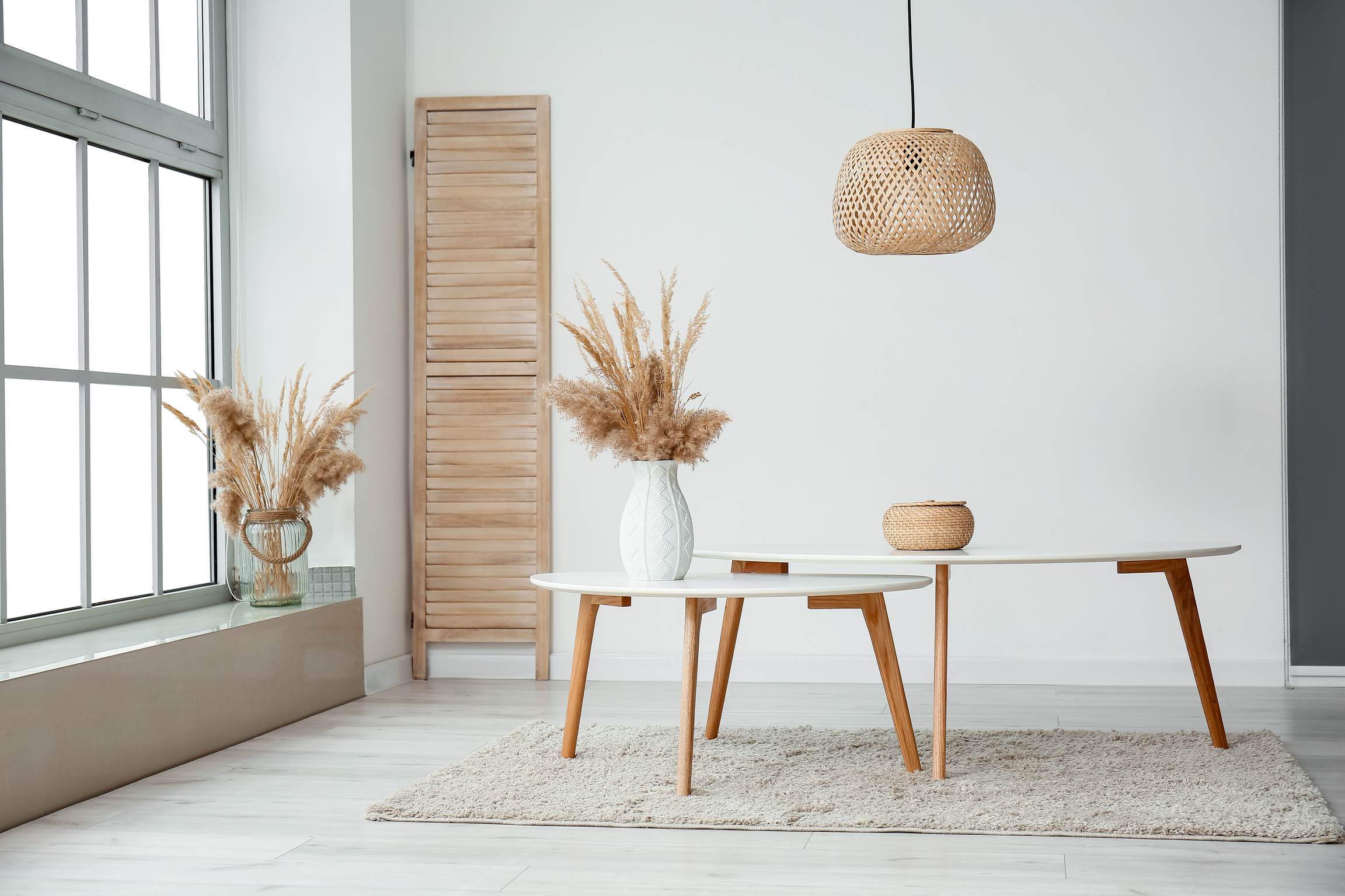 Interior of Stylish Living Room with Vases